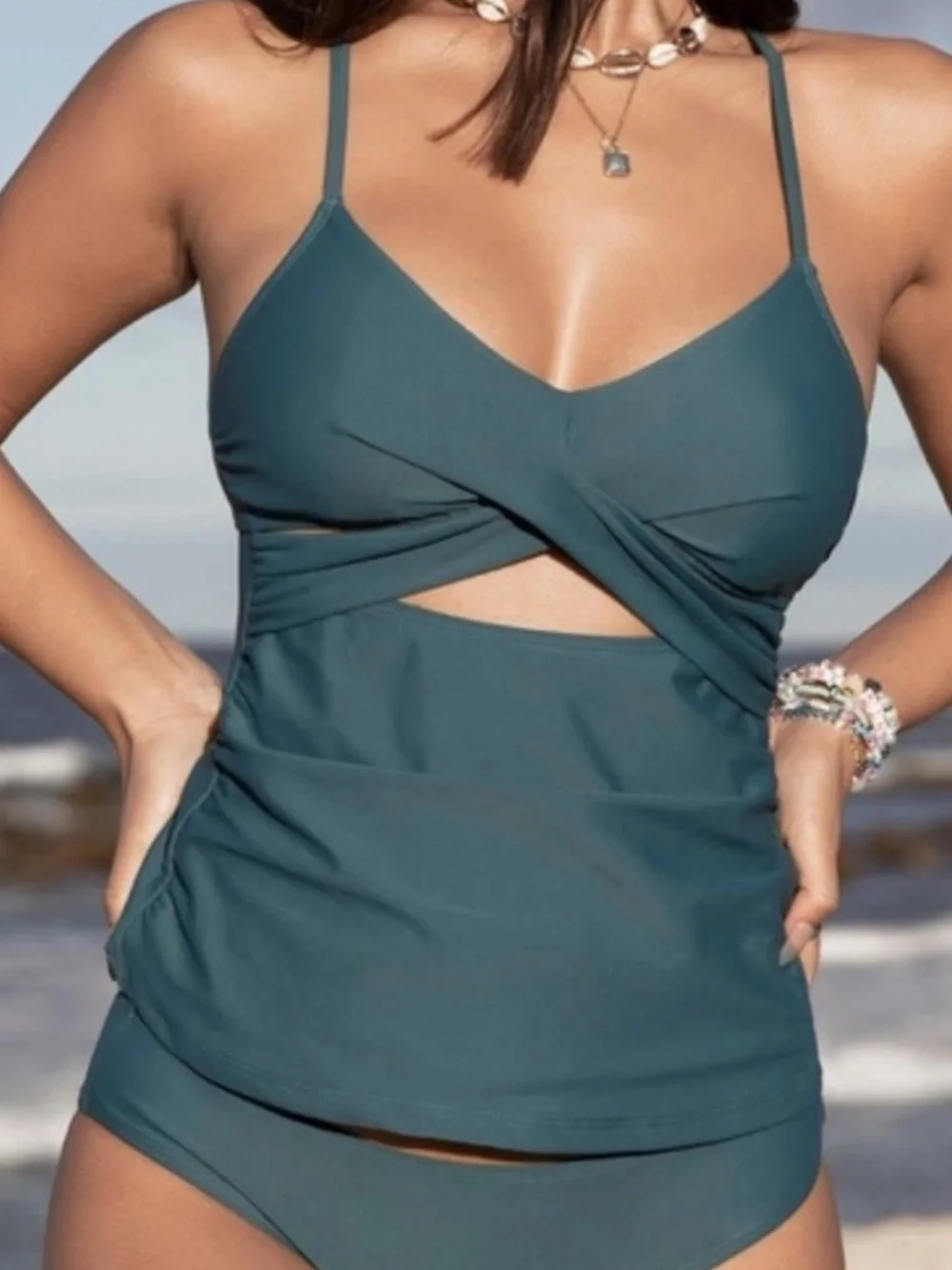 Cupshe Teal Twist-Back One-Piece Swimsuit